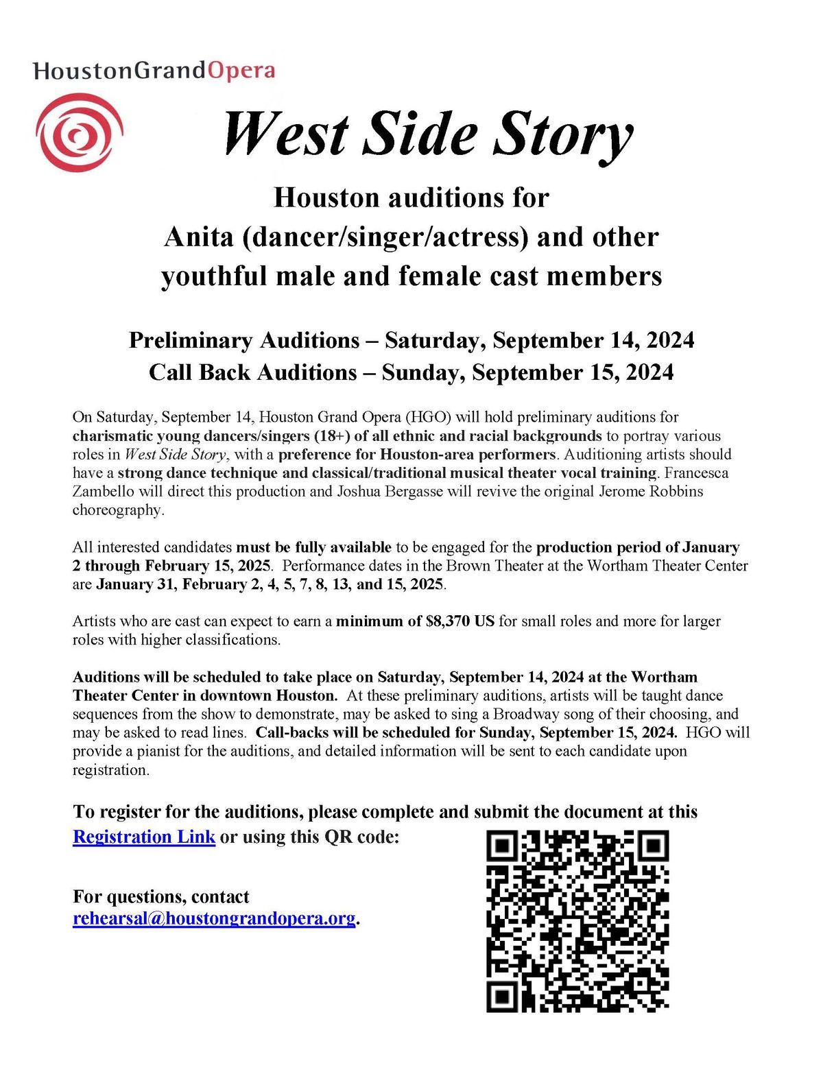 WEST SIDE STORY auditions - Houston Grand Opera