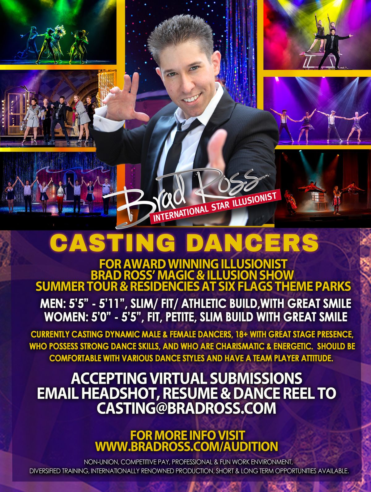 DANCERS for BRAD ROSS: International Star Illusionist Summer Tour
