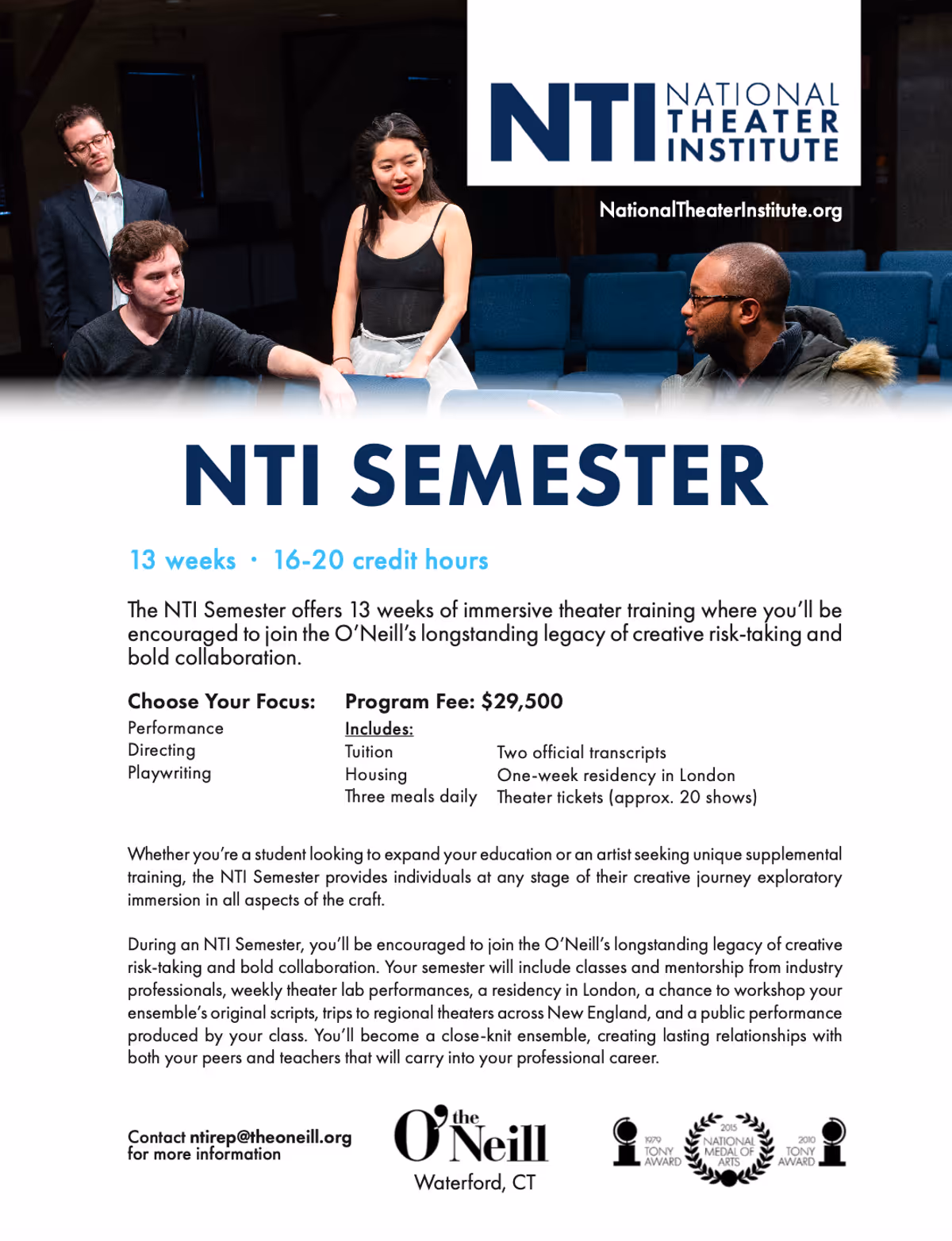 National Theater Institute Fall 2026 Semester