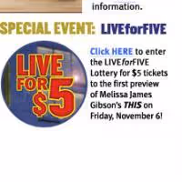 Playwrights Horizons Now Accepting LIVEforFIVE Lottery Entries