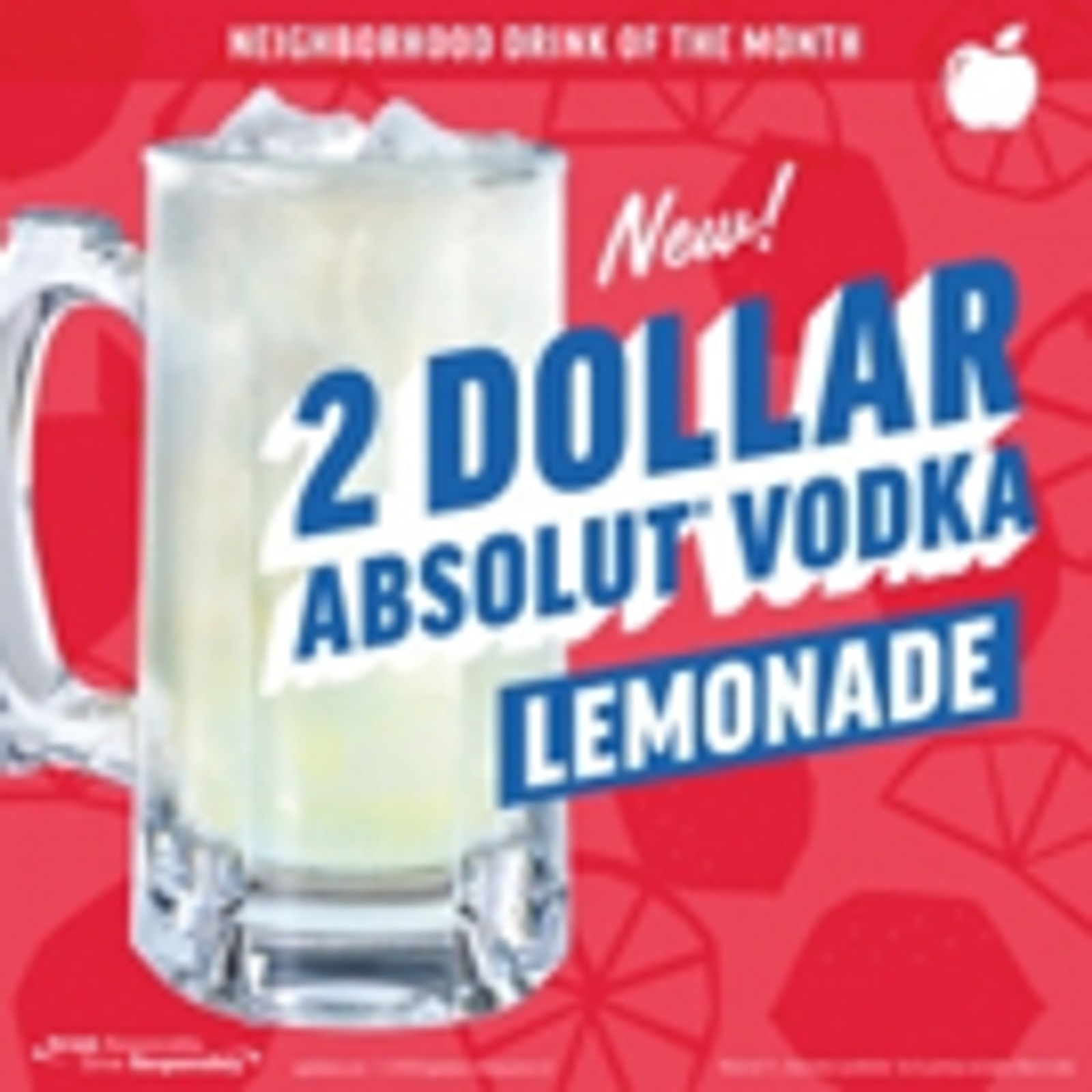 Applebee's' Makes March Sweeter with the New 2 DOLLAR ABSOLUT' Vodka Lemonade