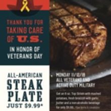 Black Angus Steakhouse Honors Veterans with an All-American Steak Plate for Just $9.9