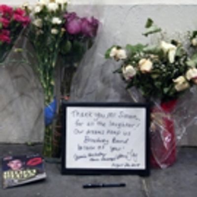 FREEZE FRAME: Neil Simon Memorial Tribute Set Up Outside the Neil Simon Theatre