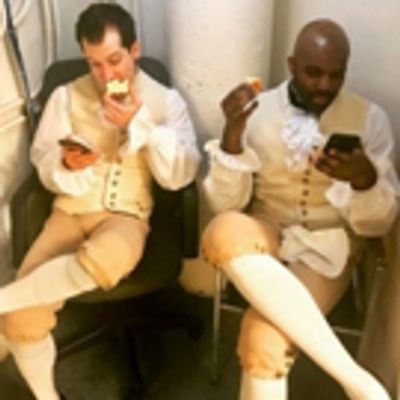 Photo Flash: HAMILTON Chicago Cast Members Enjoy Their Apple Products, and More Saturday Intermission Pics!