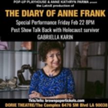 Holocaust Survivor Gabriella Karin Honored Guest At Talk Back After THE DIARY OF ANNE