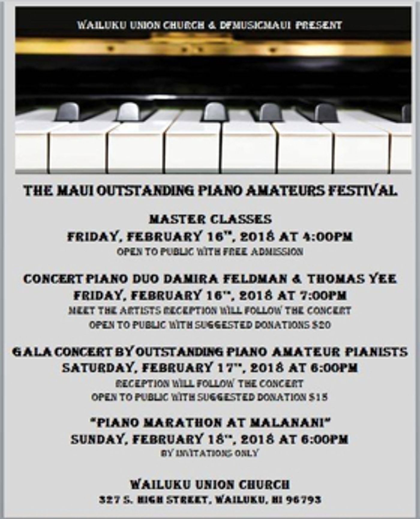 Damira Feldman Produces the First Ever Maui Outstanding Piano Amateurs Festival Damira Feldman Produces the First Ever Maui Outstanding Piano Amateurs Festival Image