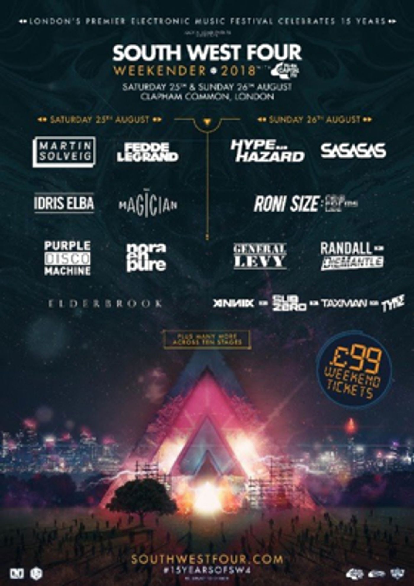 South West Four 2018 Announces Martin Solveig, Idris Elba, SASASAS, Hype & Hazard, Roni Size & More South West Four 2018 Announces Martin Solveig, Idris Elba, SASASAS, Hype & Hazard, Roni Size & More Image