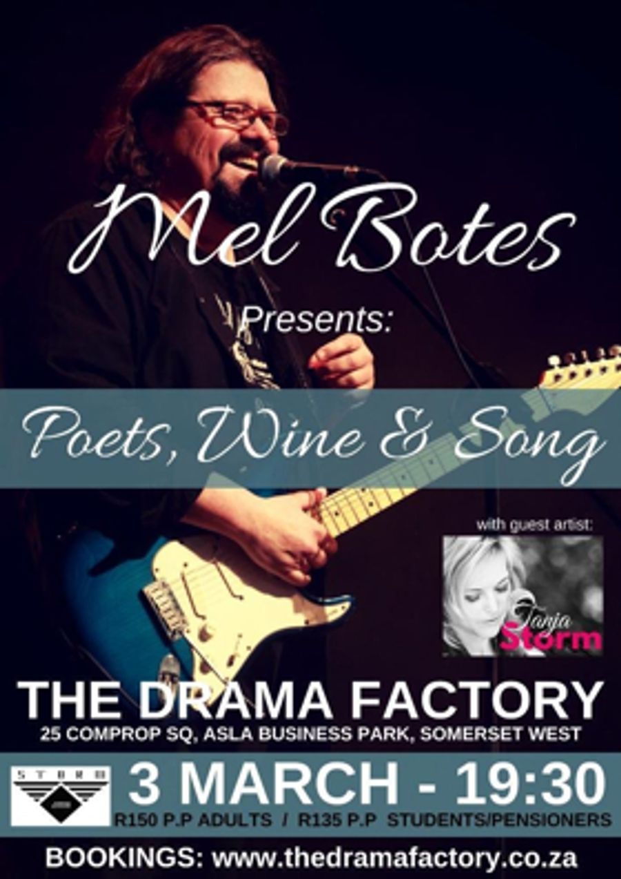 Mel Botes Brings Poets, Wine and Song to The Drama Factory Image
