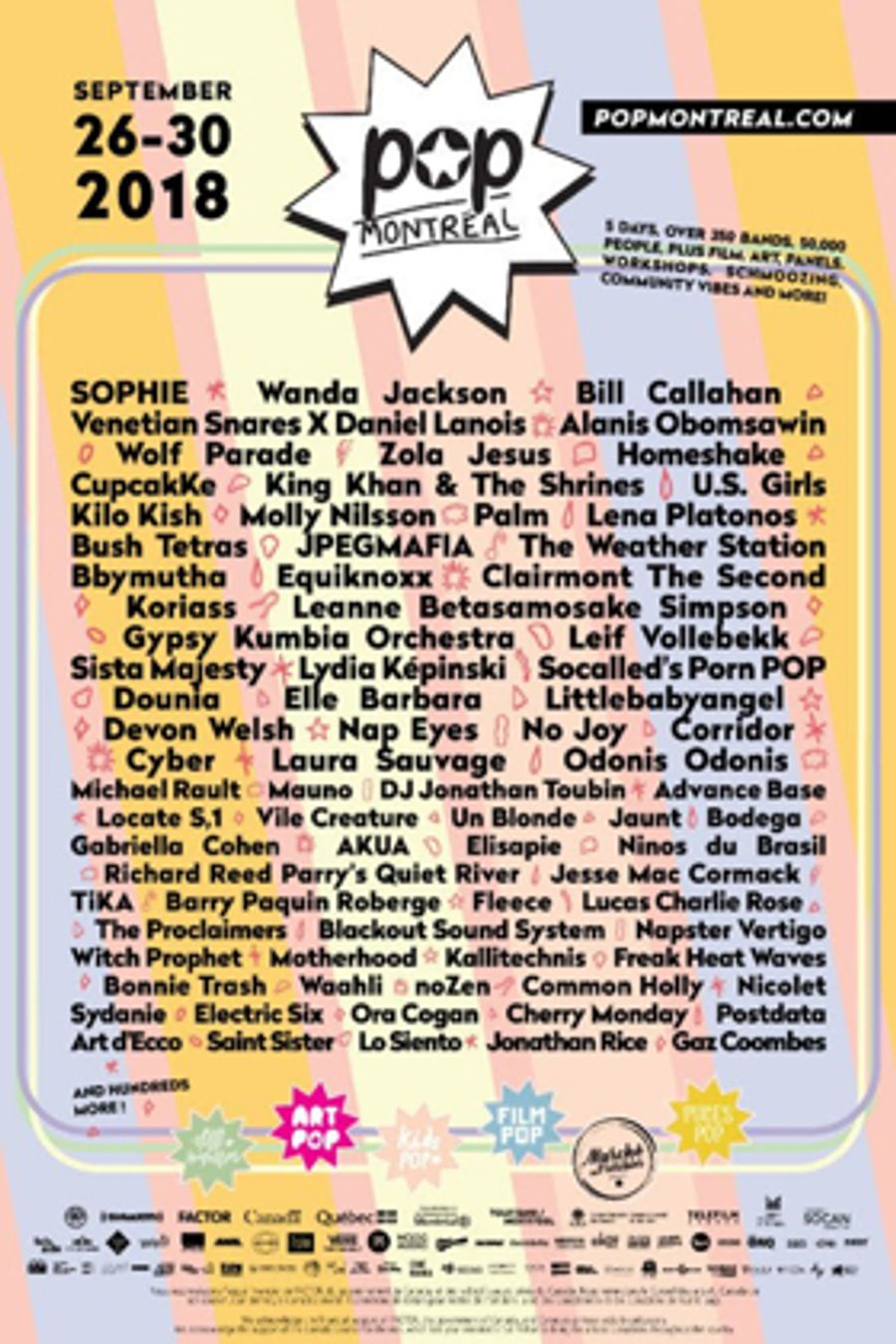 POP Montreal Announces Final Wave of Artists Including SOPHIE, CupcakKe, Zola Jesus, and More Image