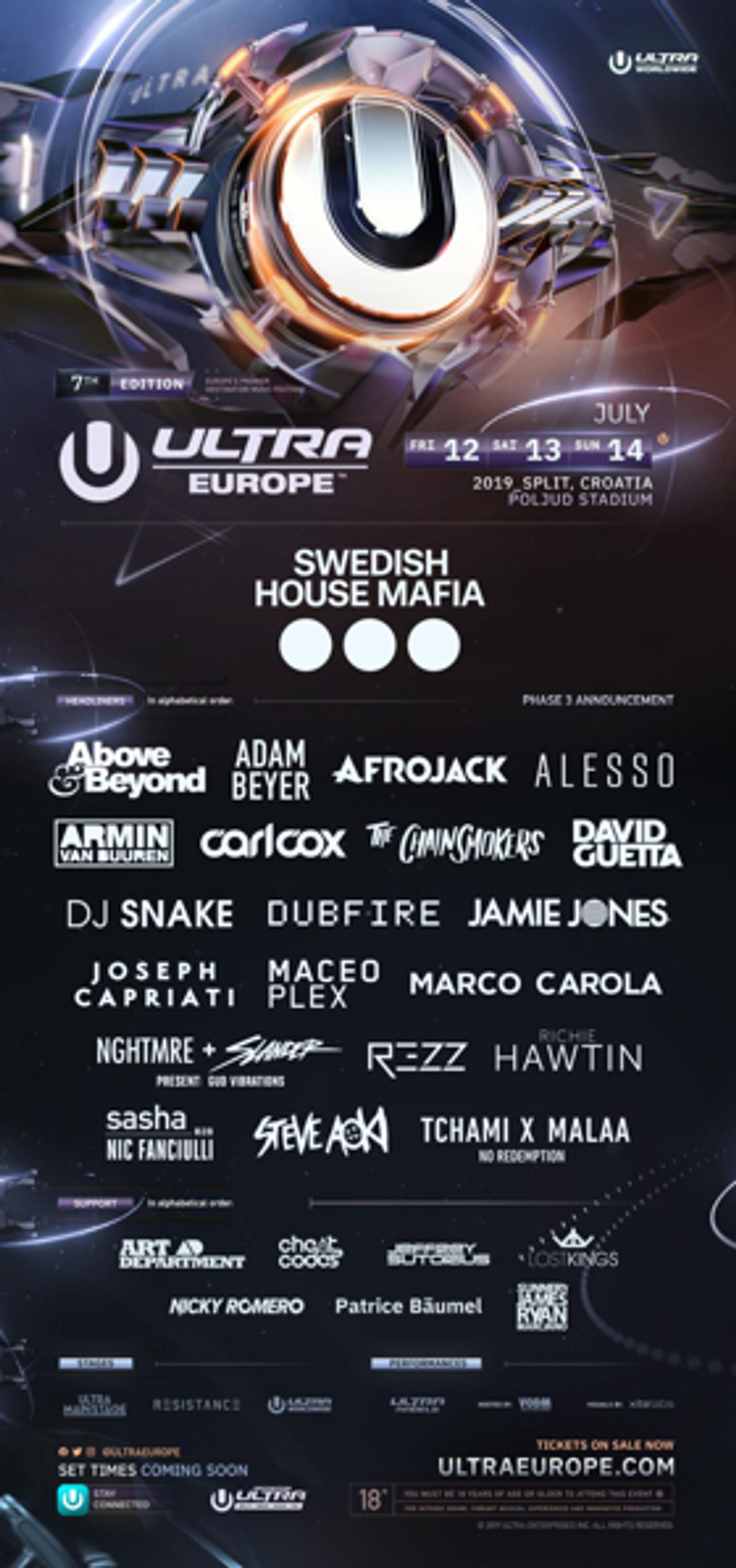 Ultra Europe Announces Phase Three Lineup Ultra Europe Announces Phase Three Lineup Image