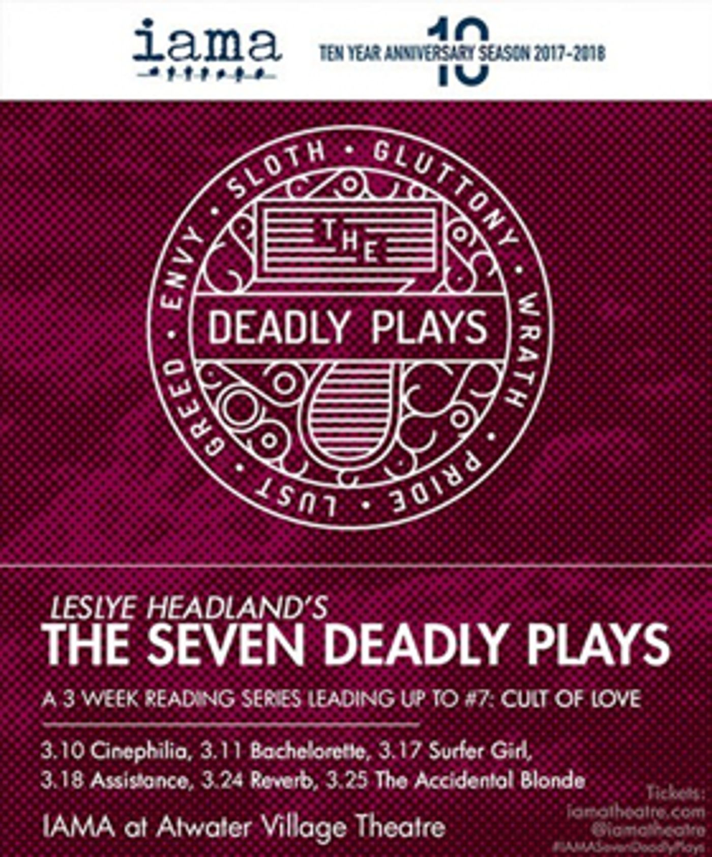 IAMA Reads Frst 6 DEADLY PLAYS By Leslye Headland, 7th to Premiere in May  Image