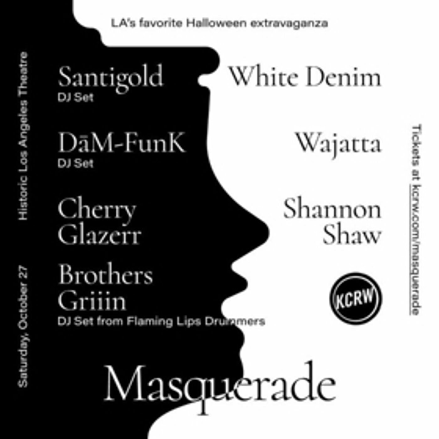 KCRW Announces Line-Up for 2018 Masquerade Featuring Santigold (DJ Set), White Denim, Wajatta, Dam-FunK, and More  Image