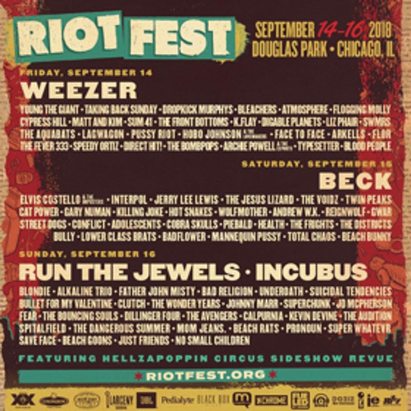 Riot Fest Announces Daily Lineups and Single Day/2 Day Tickets, On Sale Now  Image