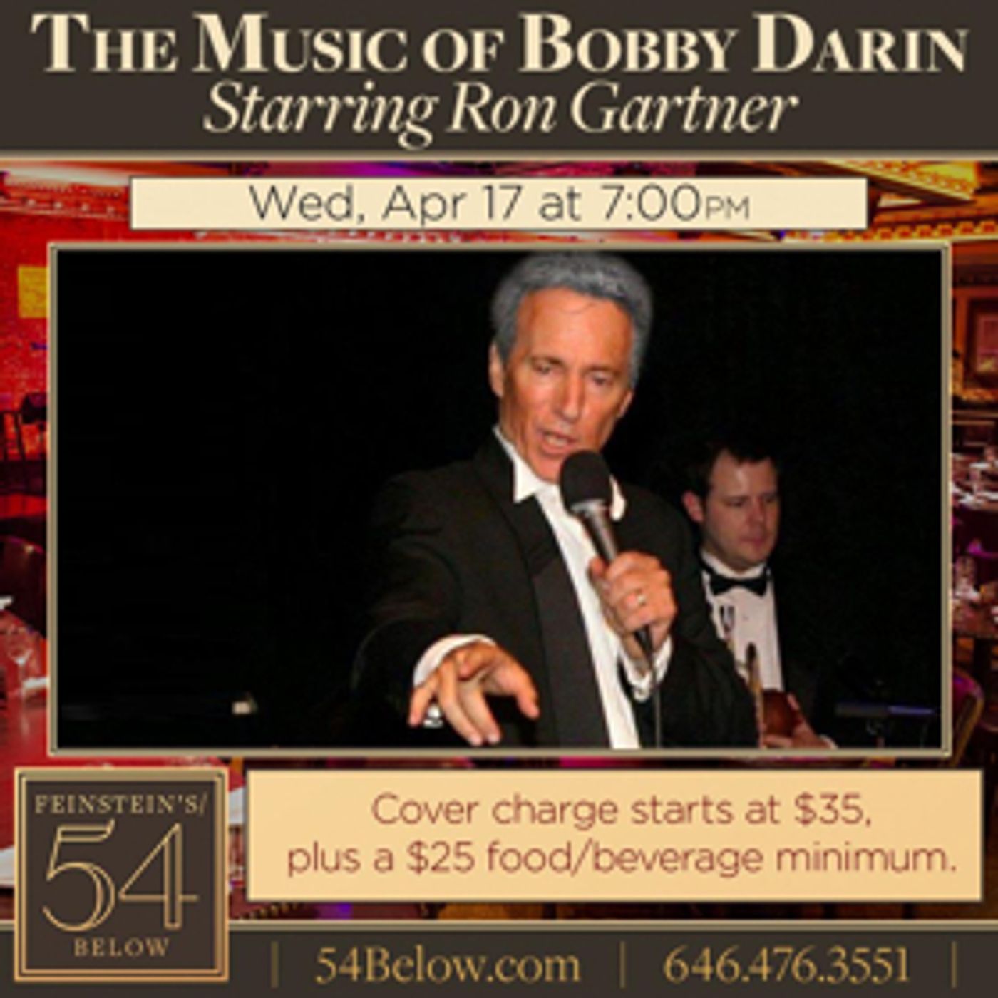 THE MUSIC OF BOBBY DARIN Starring Ron Gartner at Feinstein's 54 Below THE MUSIC OF BOBBY DARIN Starring Ron Gartner at Feinstein's 54 Below Image