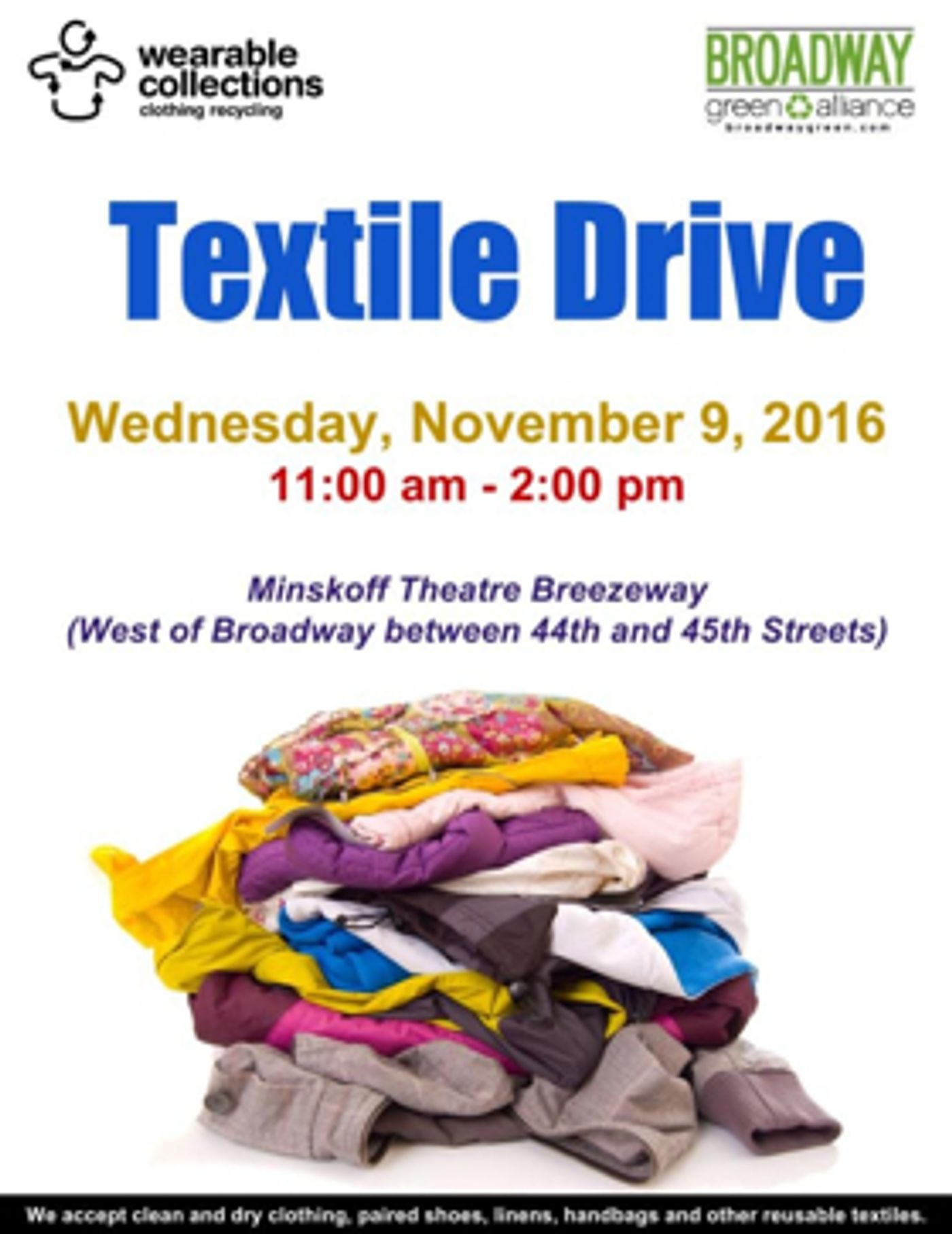Recycle Your Style! Broadway Green Alliance Hosts Fall Textile Drive Today  Image