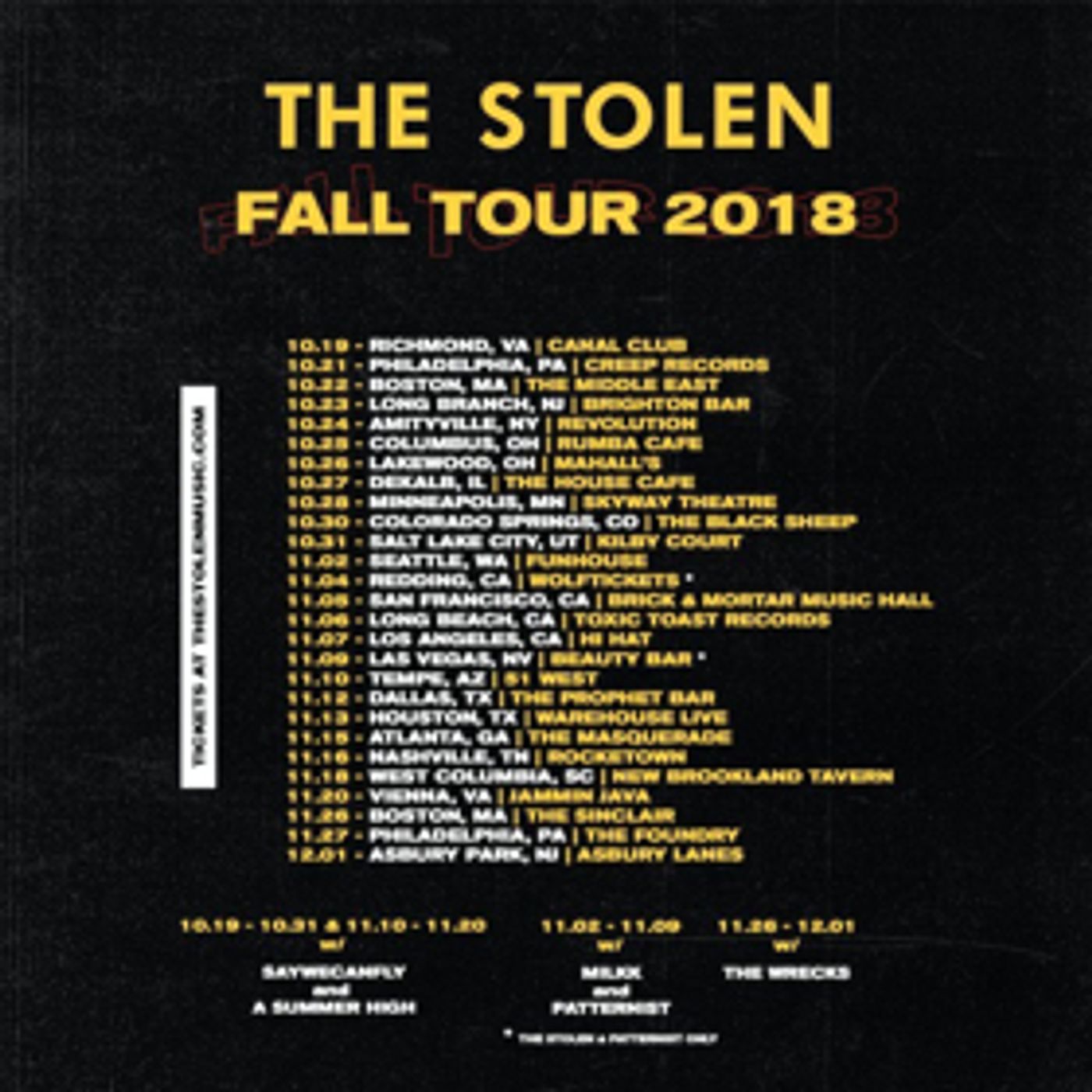 The Stolen Announce North American Fall Tour The Stolen Announce North American Fall Tour Image