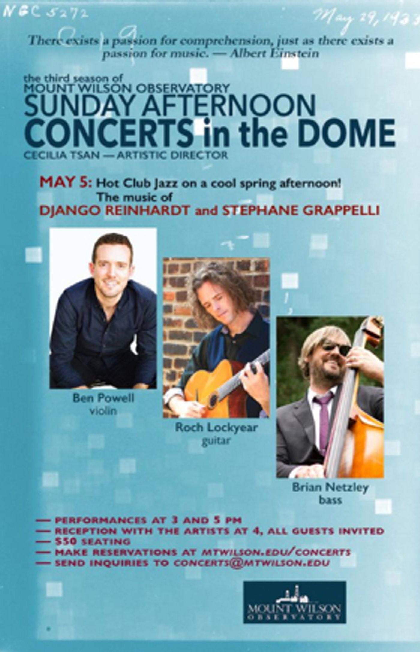 Mt. Wilson Observatory Presents SUNDAY AFTERNOON CONCERTS in the Dome  Image