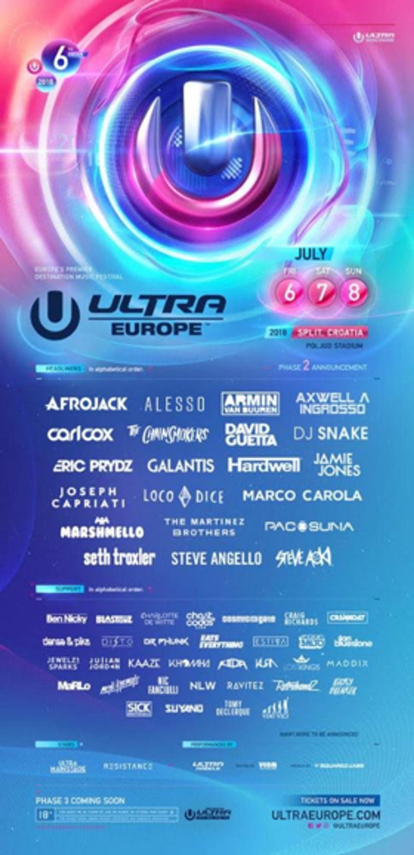 Ultra Europe Announces Phase Two Lineup for 2018 Ultra Europe Announces Phase Two Lineup for 2018 Image