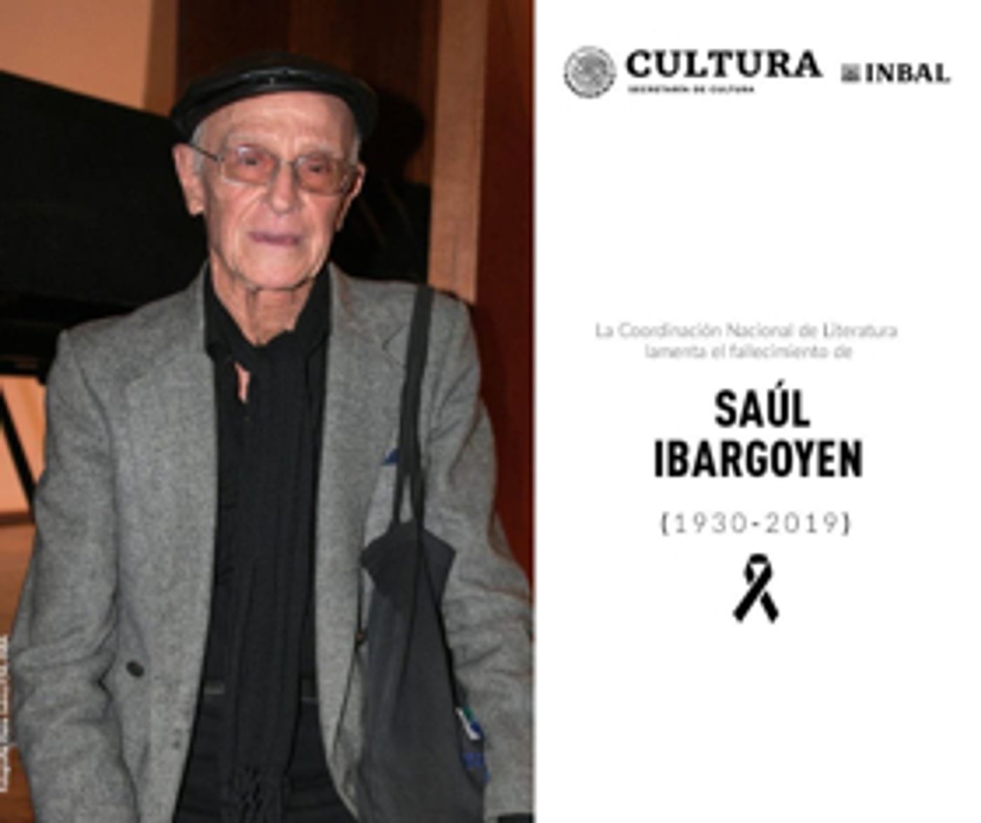 El INBAL lamenta el fallecimiento del escritor Saúl Ibargoyen El INBAL lamenta el fallecimiento del escritor Saúl Ibargoyen Image