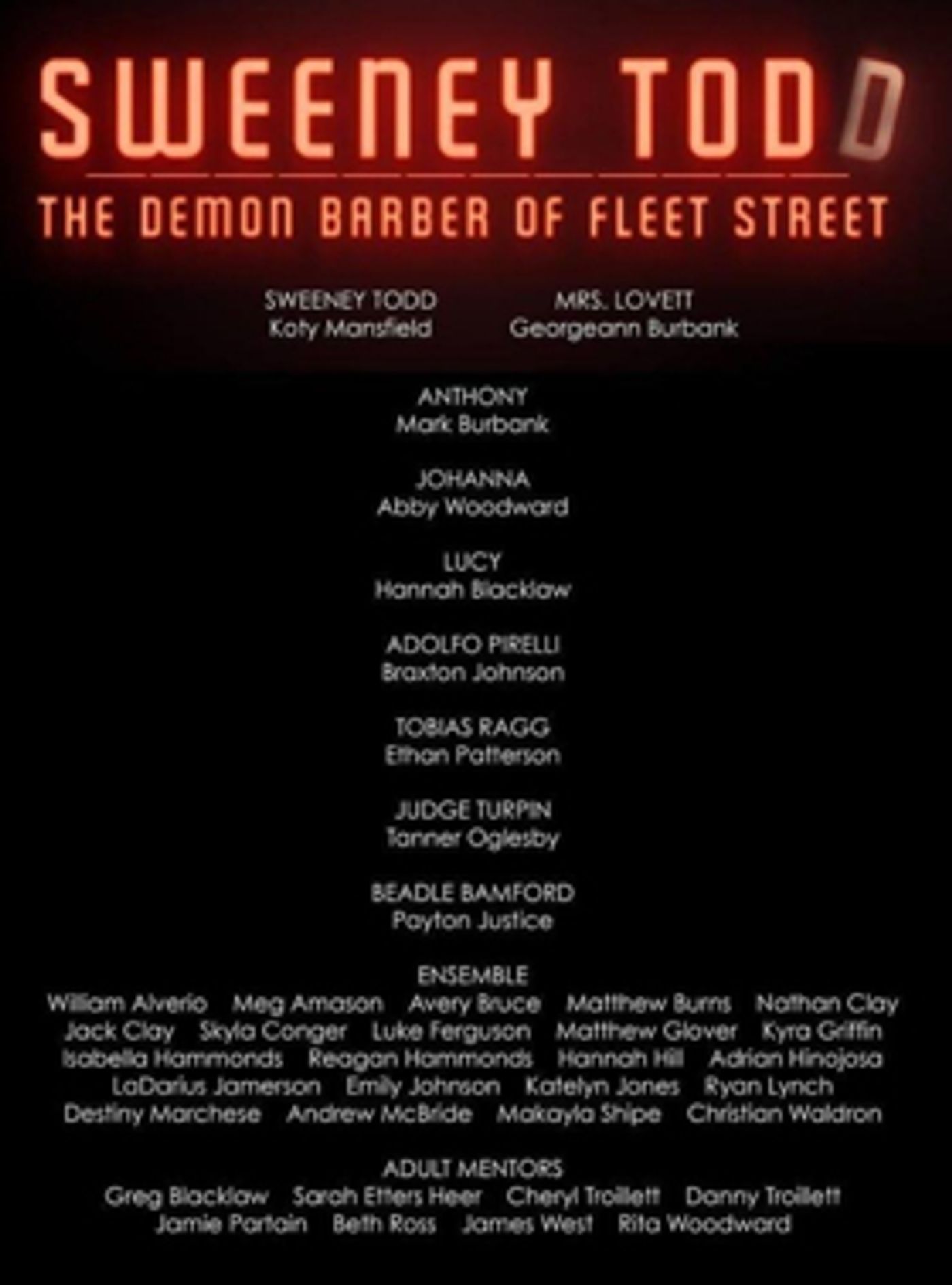 Young Players Second Stage and Arvest Bank Present SWEENEY TODD Young Players Second Stage and Arvest Bank Present SWEENEY TODD Image