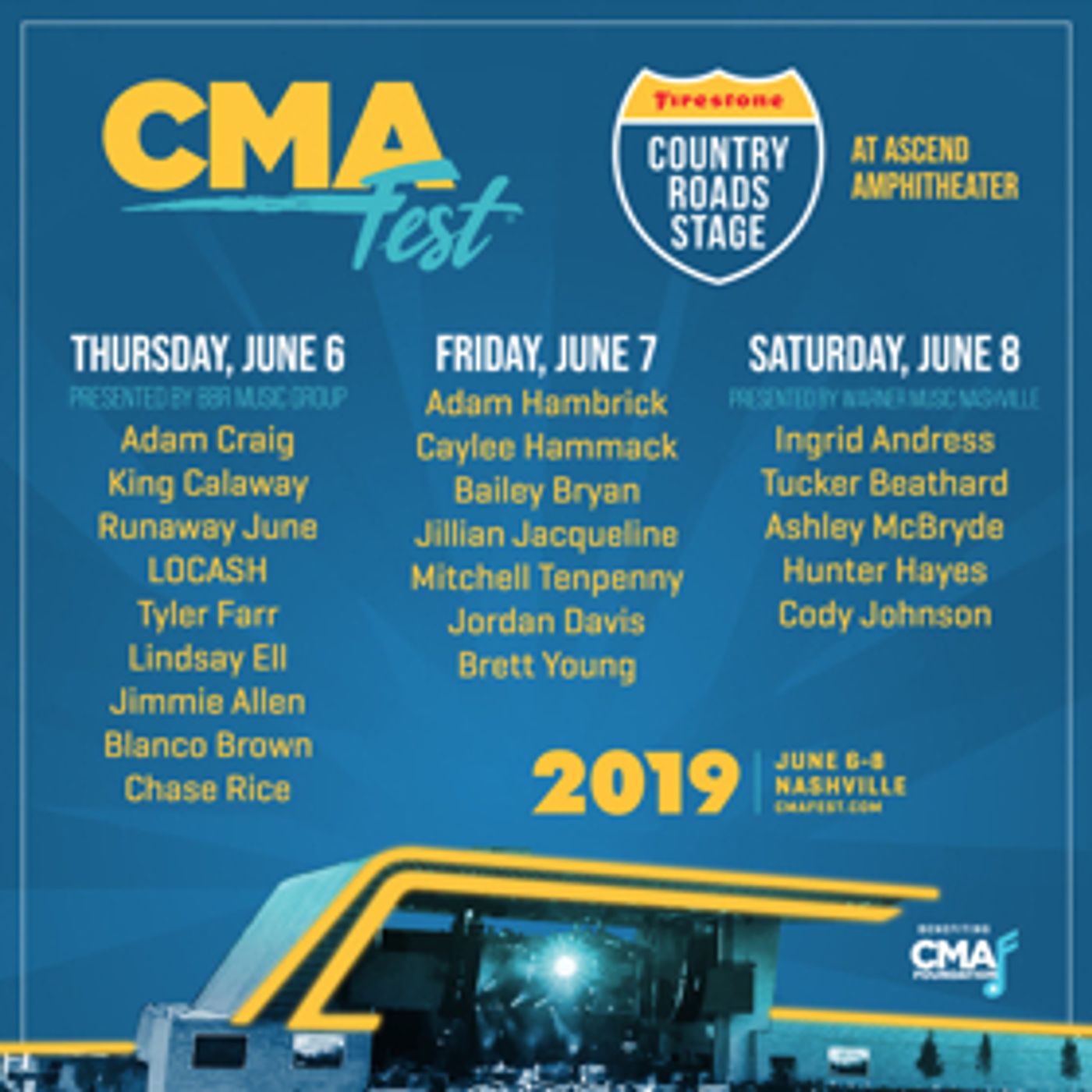 CMA Fest Reveals Lineup For Firestone Country Roads Stage  Image