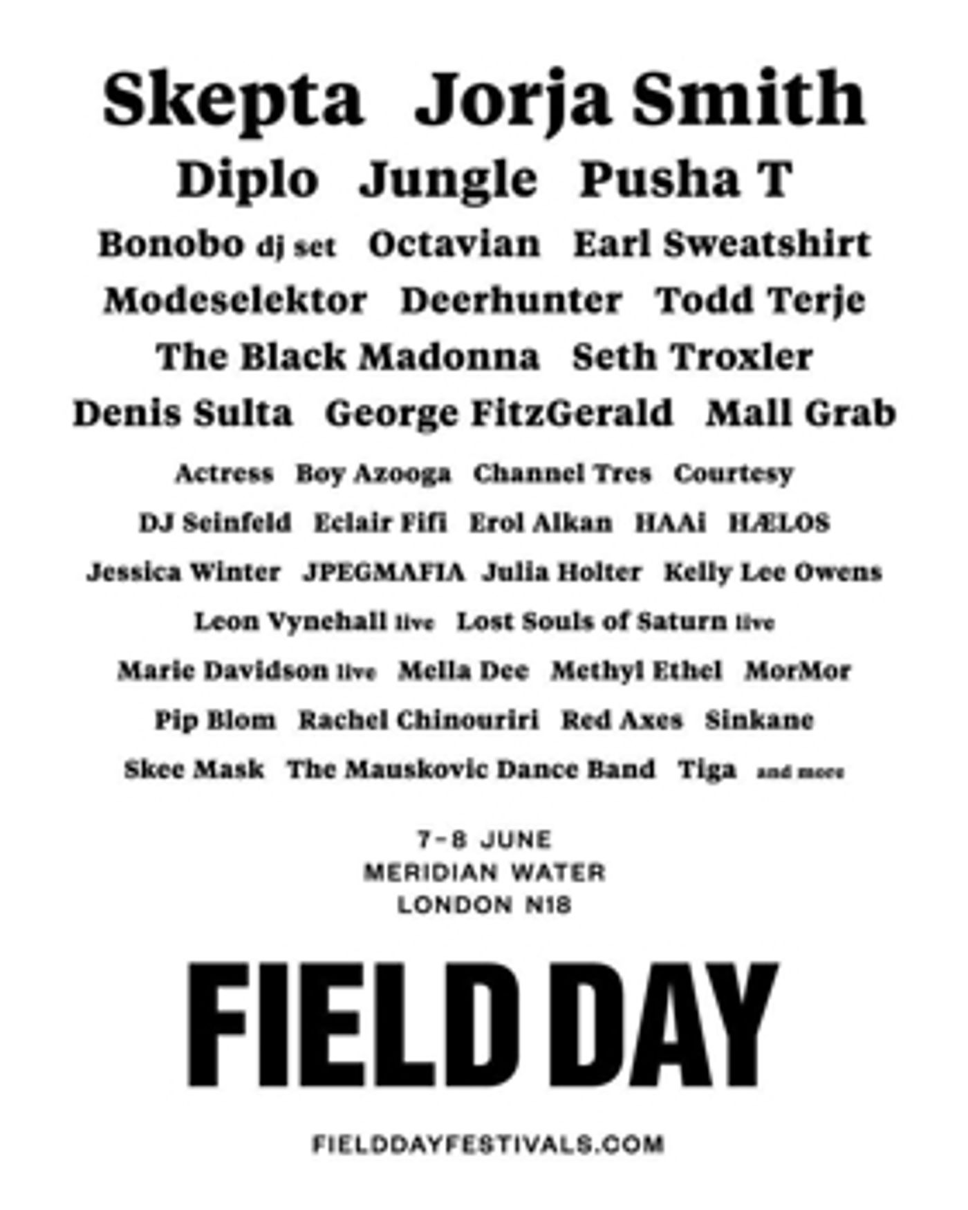 Skepta and Jorja Smith to Headline Field Day 2019 Skepta and Jorja Smith to Headline Field Day 2019 Image