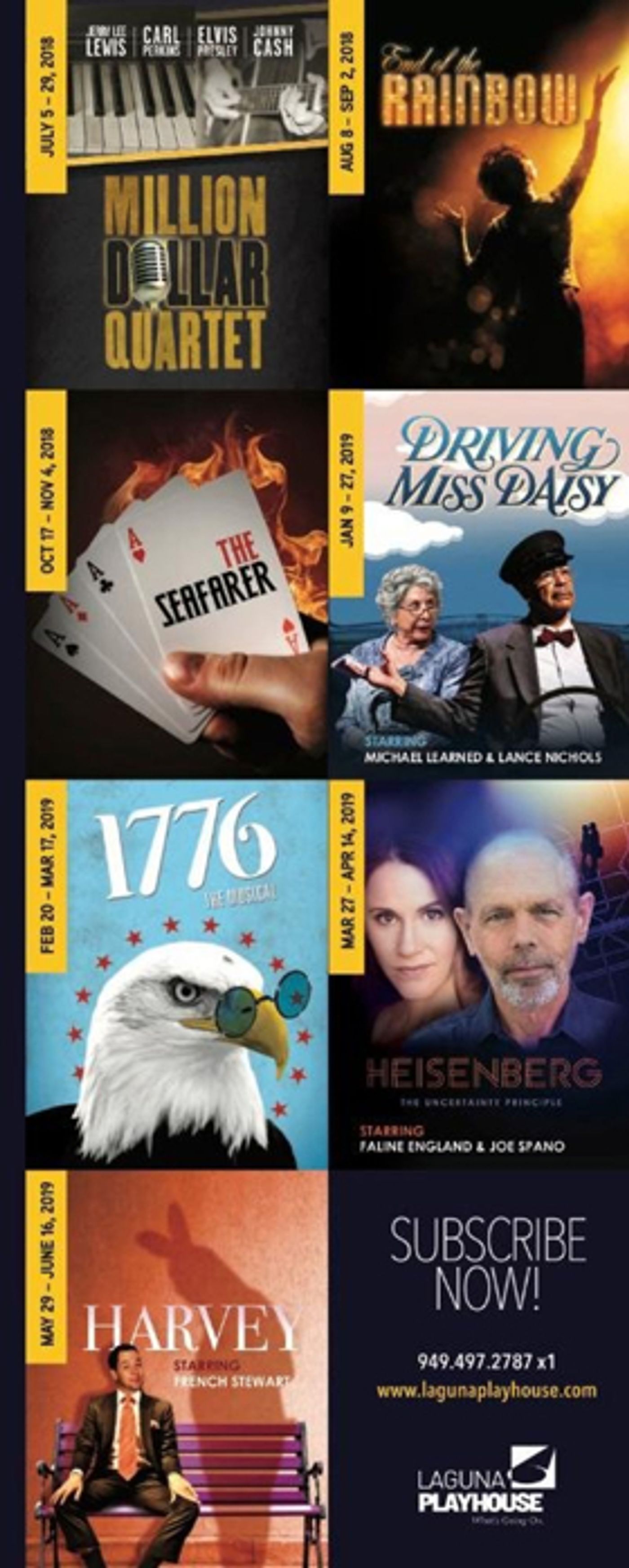 Laguna Playhouse Announces New Season: MILLION DOLLAR QUARTET, HEISENBERG, HARVEY and More  Image