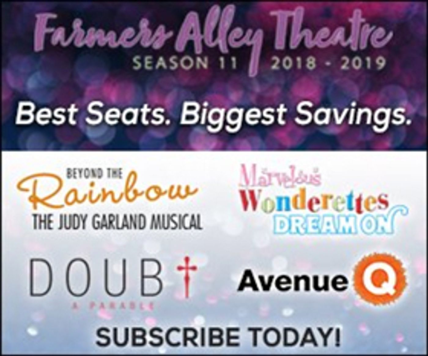 Farmers Alley Theatre Announces Lineup for Eleventh Season: AVENUE Q, A DOLL'S HOUSE PART 2, and More  Image