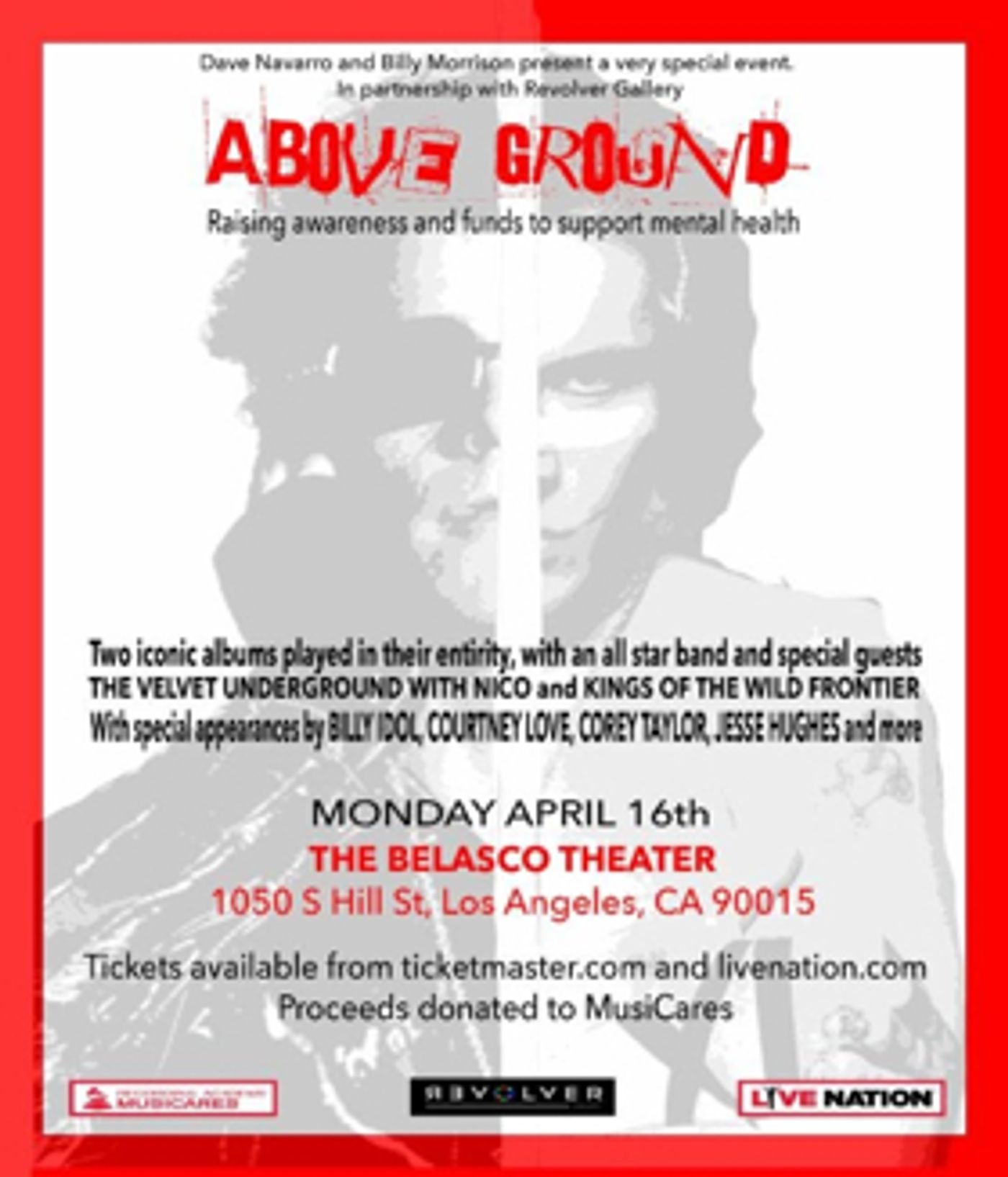 Dave Navarro & Billy Morrison, Along With Special Guests, To Present ABOVE GROUND In LA This April  Image