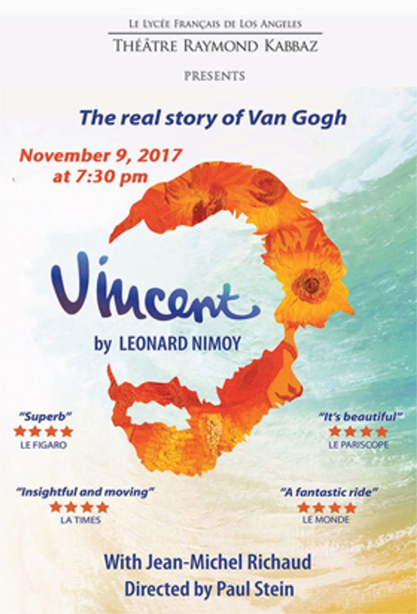 Review: VINCENT by Leonard Nimoy Staged Featuring Acclaimed French Actor, Jean-Michel Richaud Review: VINCENT by Leonard Nimoy Staged Featuring Acclaimed French Actor, Jean-Michel Richaud Image