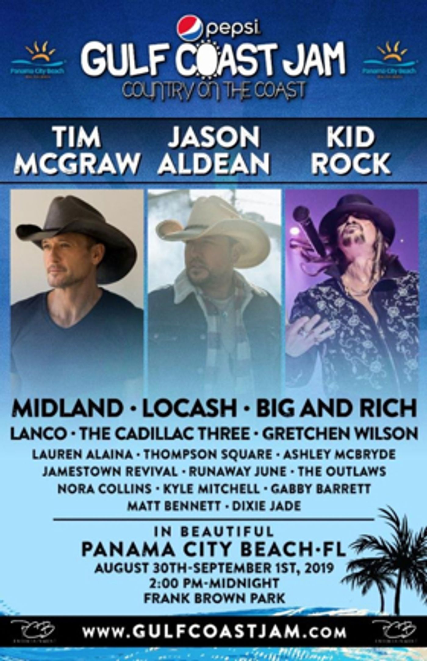 Tim McGraw, Jason Aldean, Kid Rock to Headline Pepsi Gulf Coast Jam  Image