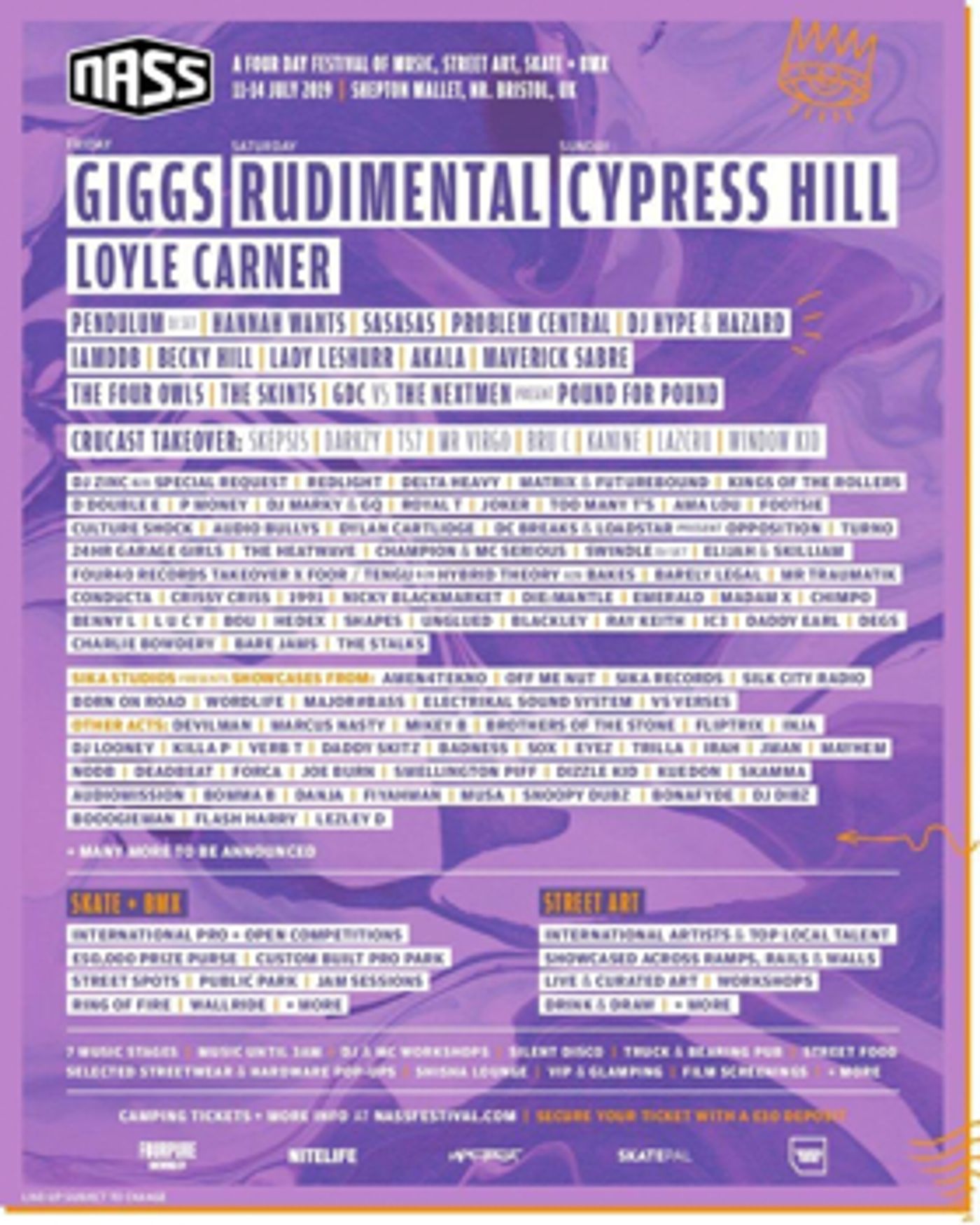NASS Festival Announces Phase 2 Lineup, Featuring Cypress Hill, D Double E, and More NASS Festival Announces Phase 2 Lineup, Featuring Cypress Hill, D Double E, and More Image
