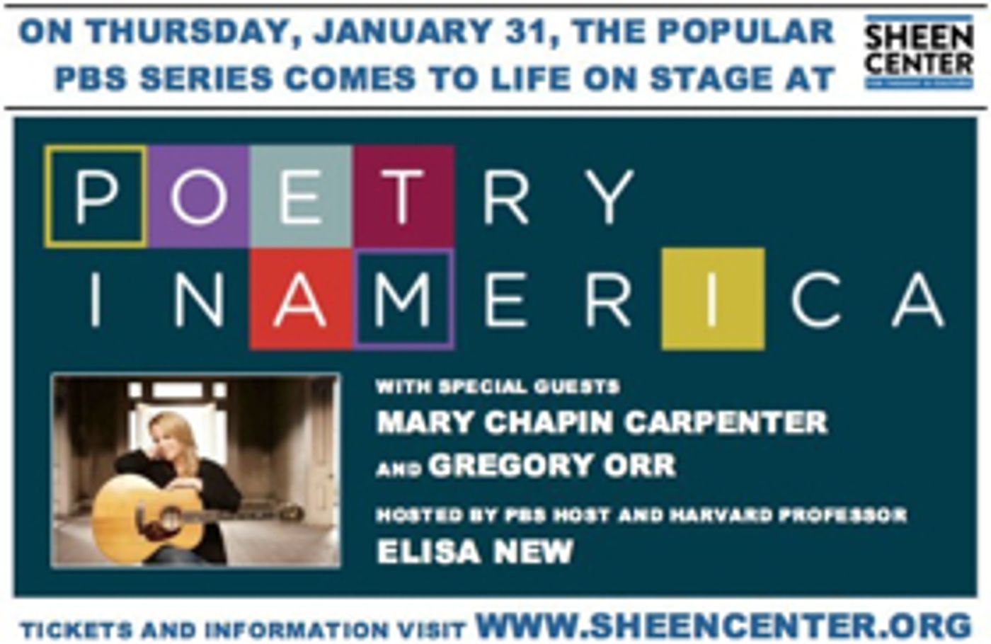 The Sheen Center Presents POETRY IN AMERICA Featuring Mary Chapin Carpenter  Image