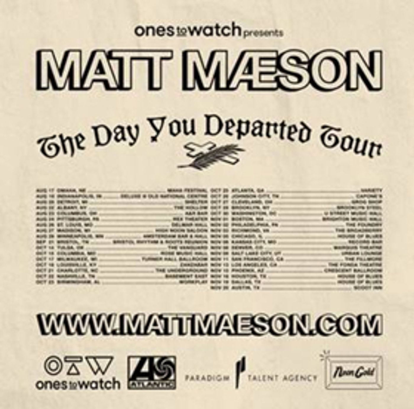 Matt Maeson Announces Biggest U.S. Headline Tour To Date Matt Maeson Announces Biggest U.S. Headline Tour To Date Image