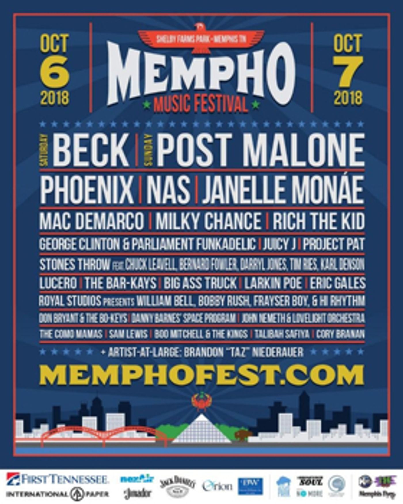Beck, Post Malone, Phoenix, Nas To Headline 2018 Mempho Music Festival  Image