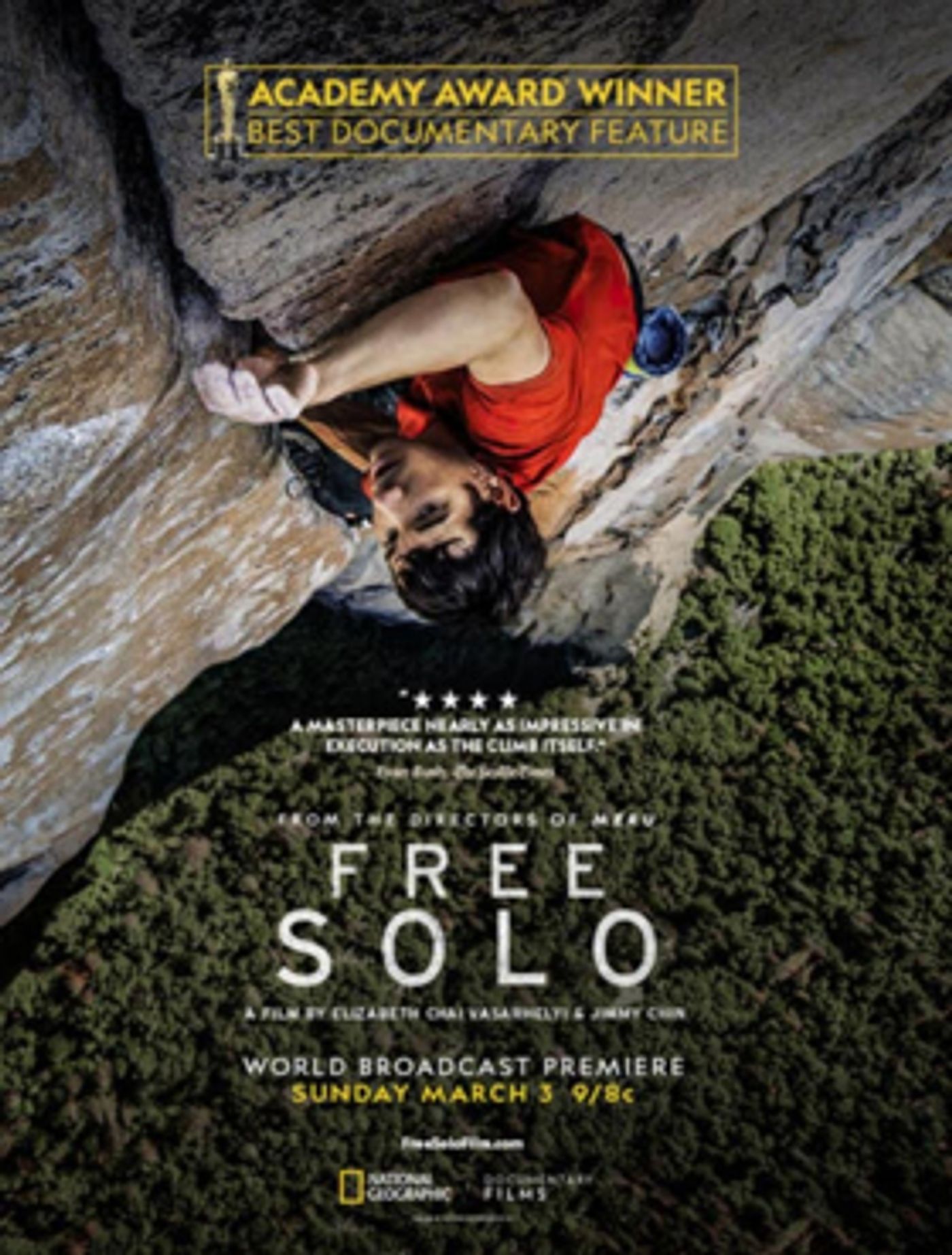 Academy Award And BAFTA Award Winner FREE SOLO To Premiere Commercial Free On National Geographic  Image