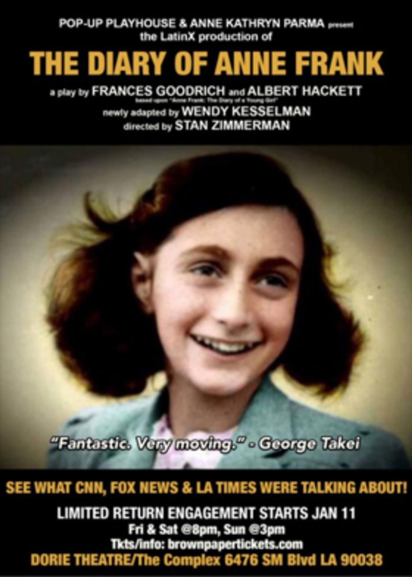THE DIARY OF ANNE FRANK (LATINX) Returns to LA in January  Image