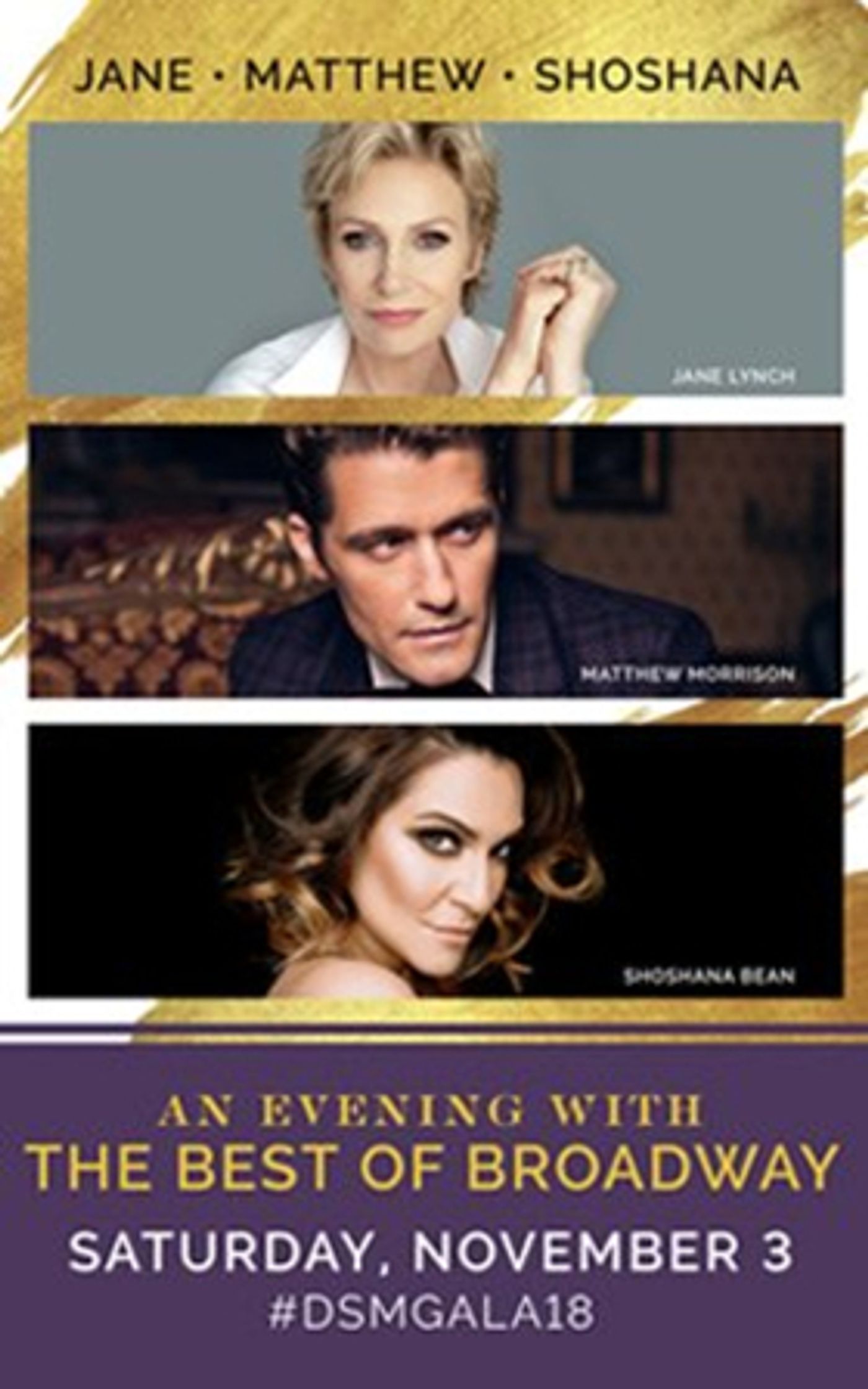 Single Tickets Now On Sale For The 2018 DSM Gala Concert Finale, Featuring Jane Lynch, Matthew Morrison, Shoshana Bean And More  Image