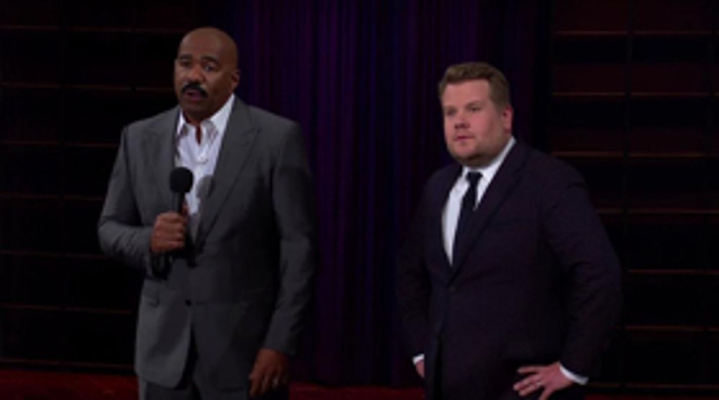 VIDEO: Steve Harvey Hijacks James Corden's Q&A  Image