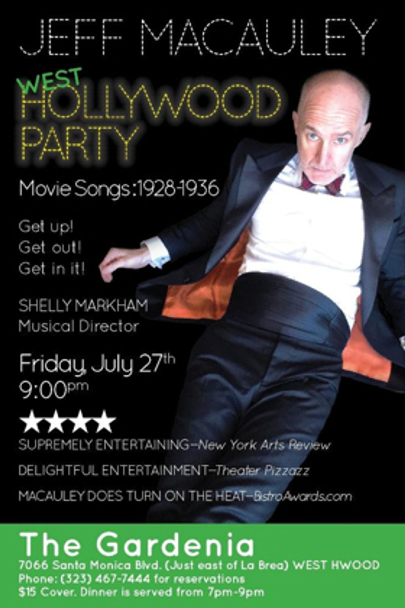 HOLLYWOOD PARTY: MOVIE SONGS 1928-1936 Comes to The Gardenia This Month  Image
