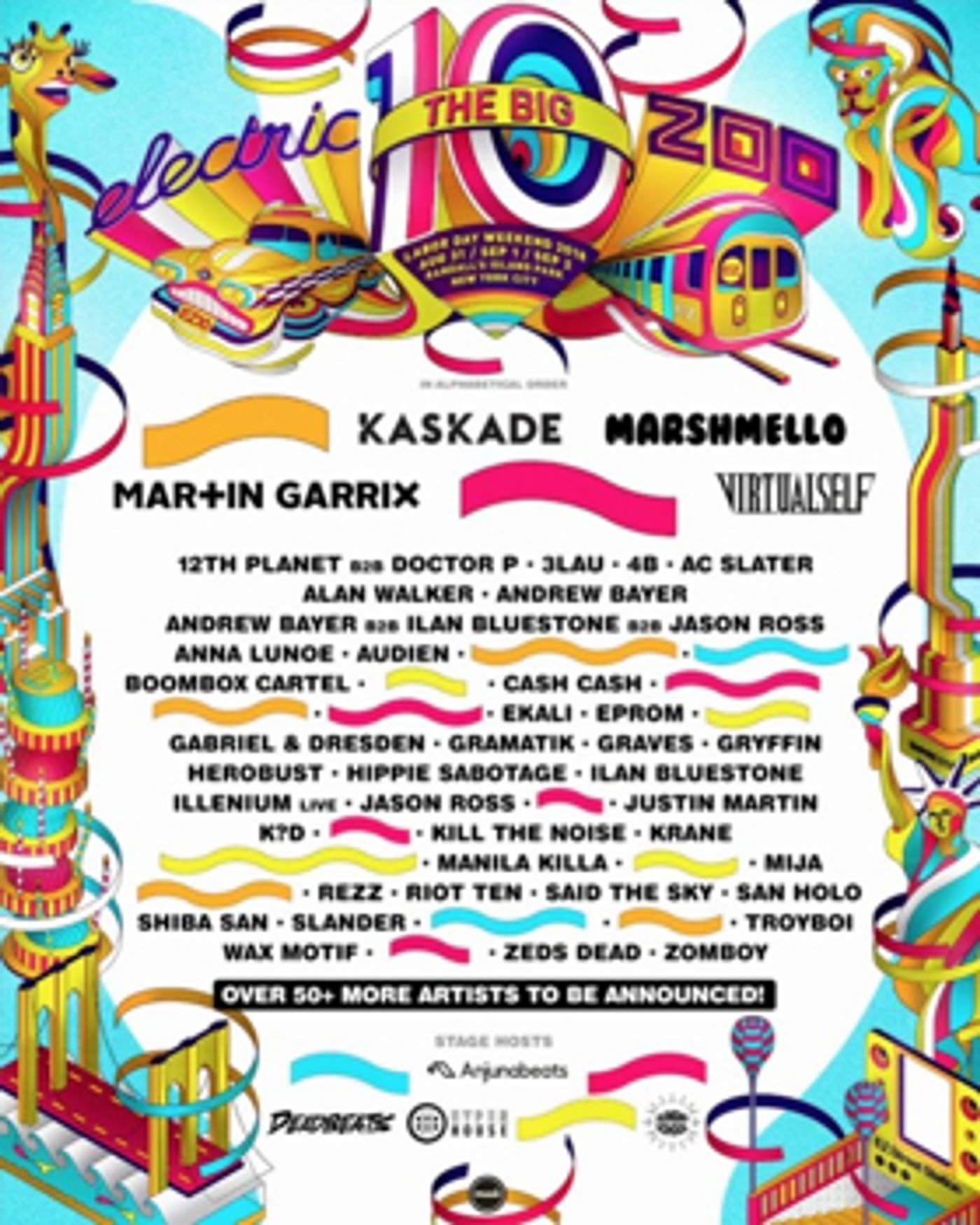 ELECTRIC ZOO: THE BIG 10 Releases Phase 1 Line-Up, Headliners KASKADE, MARSHMELLO, MARTIN GARRIX, VIRTUAL SELF ELECTRIC ZOO: THE BIG 10 Releases Phase 1 Line-Up, Headliners KASKADE, MARSHMELLO, MARTIN GARRIX, VIRTUAL SELF Image