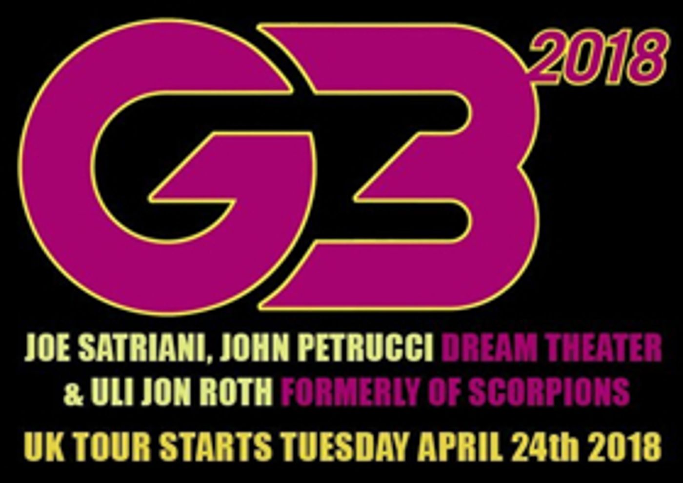 Joe Satriani's G3 2018 UK Tour with John Petrucci & Uli Jon Roth Kicks Off on 24 April Joe Satriani's G3 2018 UK Tour with John Petrucci & Uli Jon Roth Kicks Off on 24 April Image