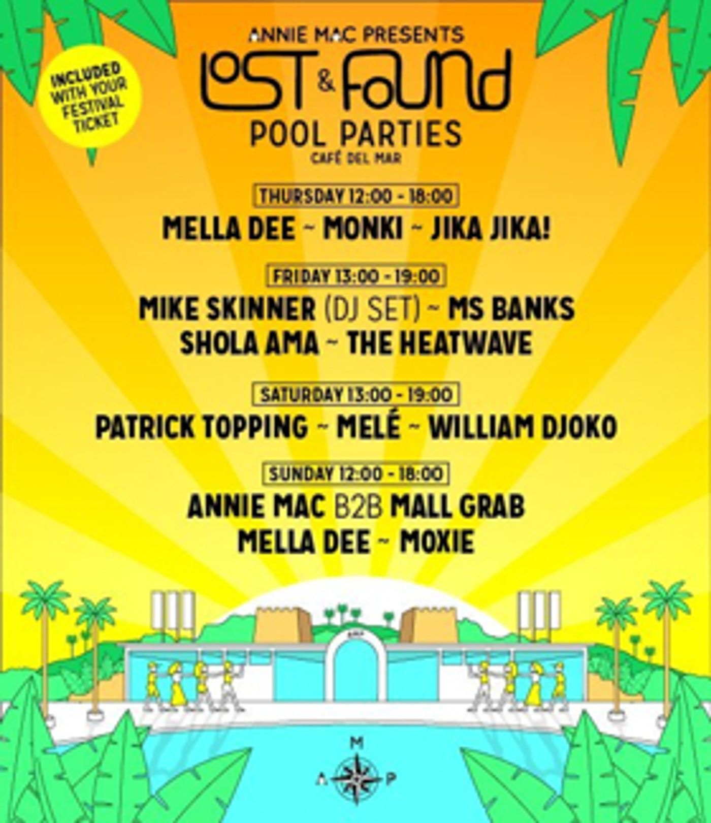 AMP Lost & Found Confirm Pool Party Schedule with Mall Grab B2B Annie Mac, plus Mike Skinner, & More  Image