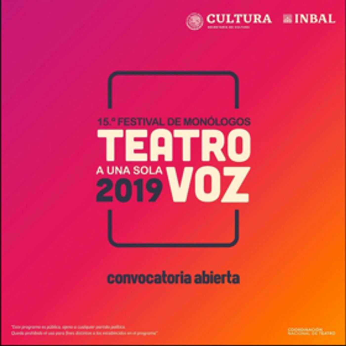 Abre la convocatoria para participar en el 15º Teatro a Una Sola Voz - Festival de Monólogos Abre la convocatoria para participar en el 15º Teatro a Una Sola Voz - Festival de Monólogos Image