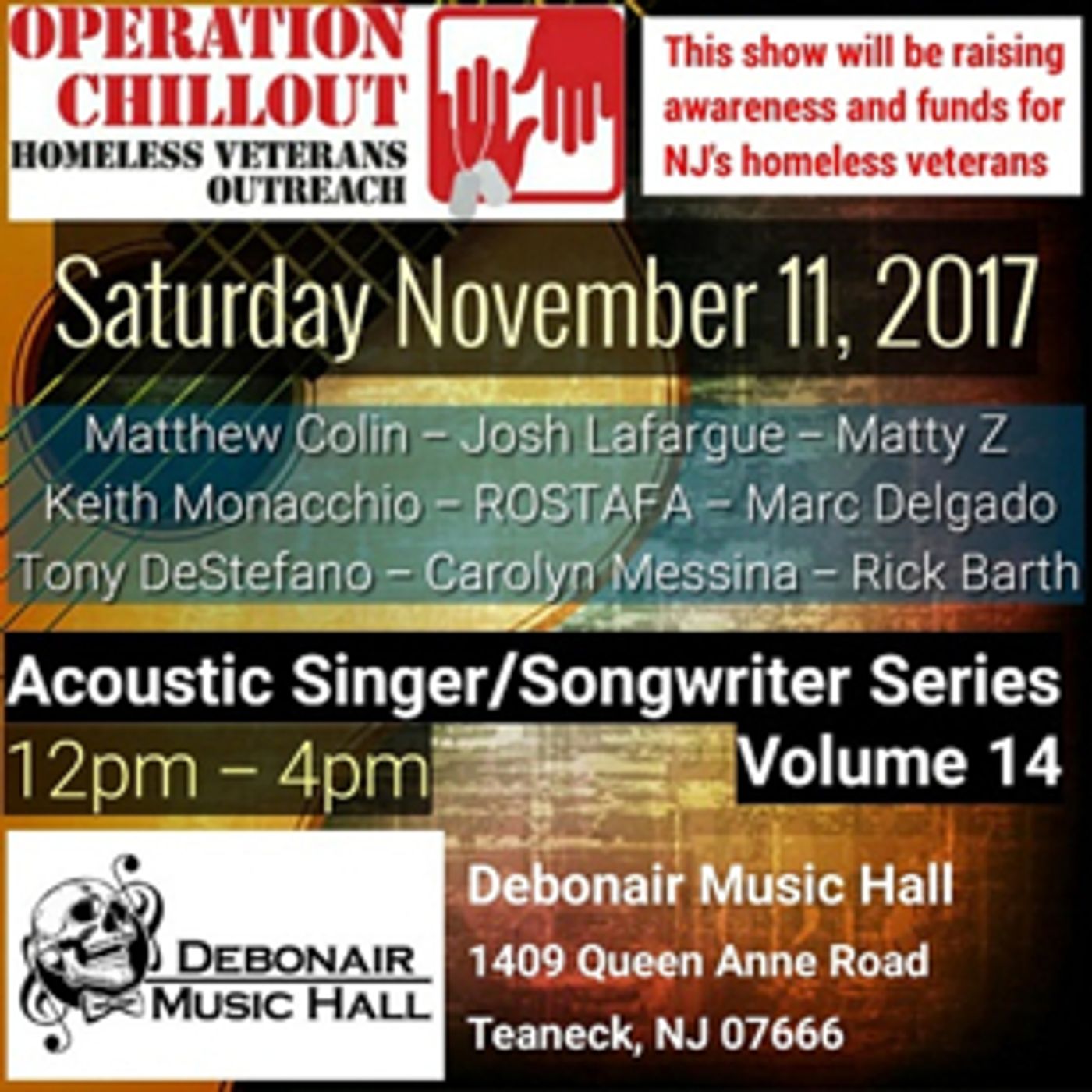 Acoustic Singer/Songwriter Series to Host Operation Chillout Benefit at Debonair Music Hall  Image