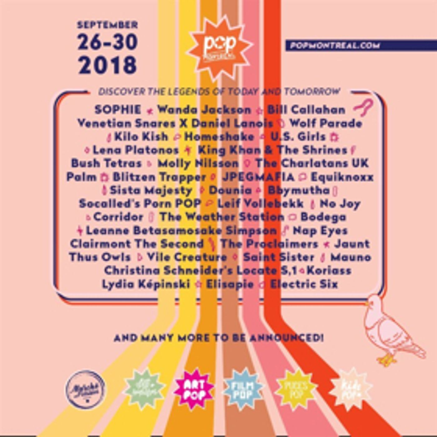 POP Montreal Announces First Wave of Artists Including SOPHIE, Wanda Jackson, Wolf Parade, JPEGMAFIA, & More  Image