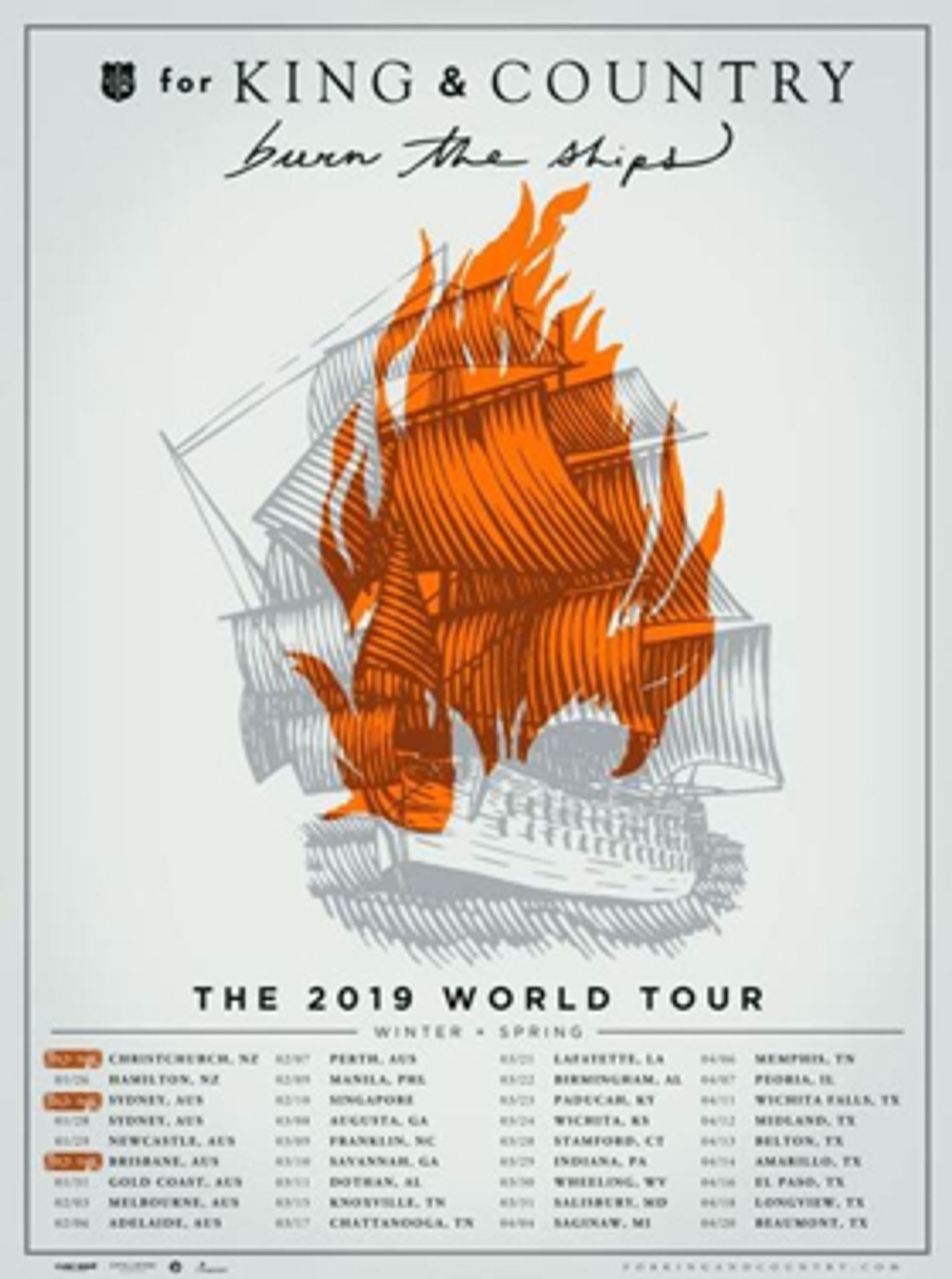 KING & COUNTRY Announce 'burn the ships | world tour 2019' KING & COUNTRY Announce 'burn the ships | world tour 2019' Image