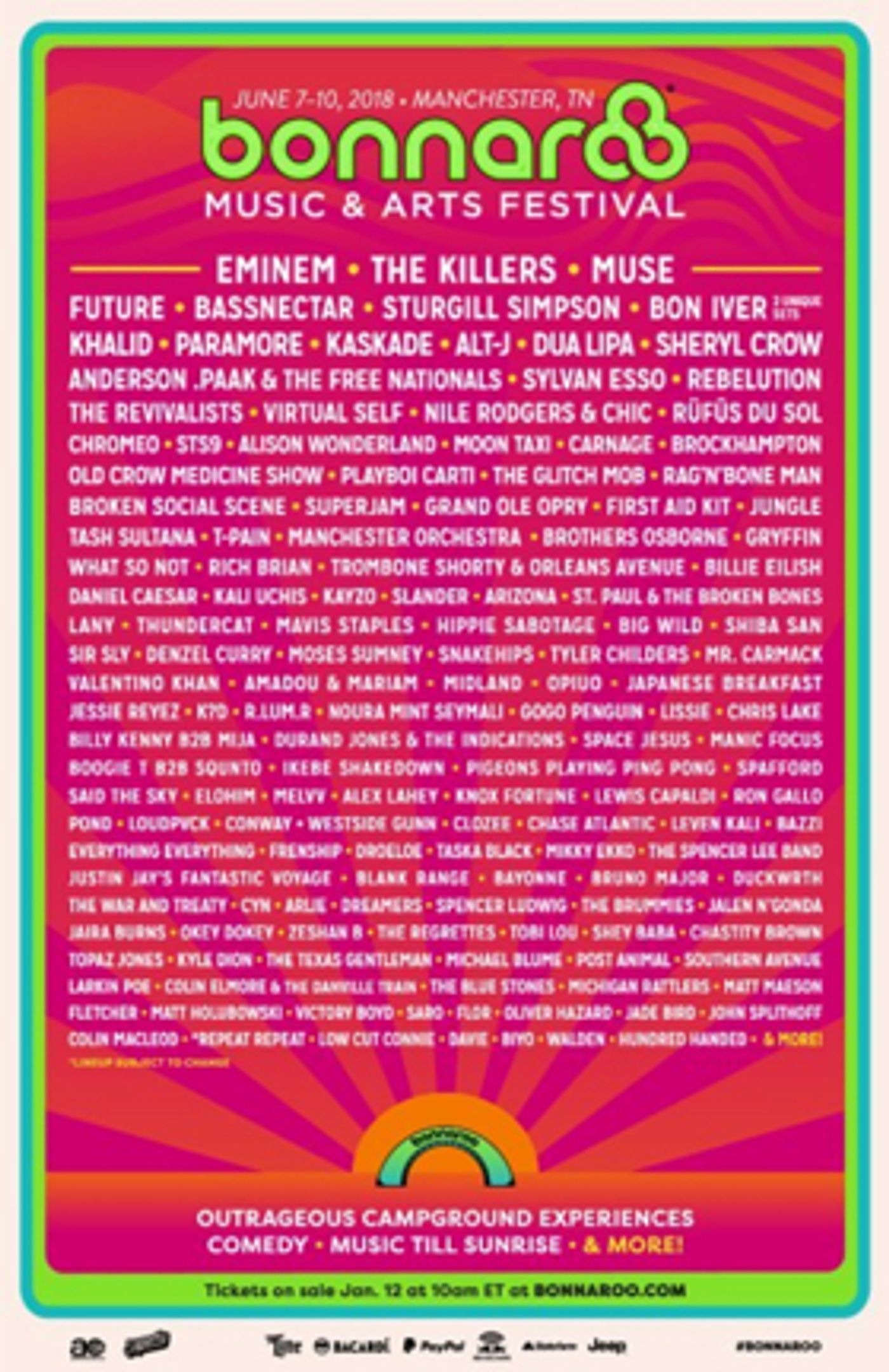 Eminem, The Killers Among Bonnaroo 2018 Lineup  Image