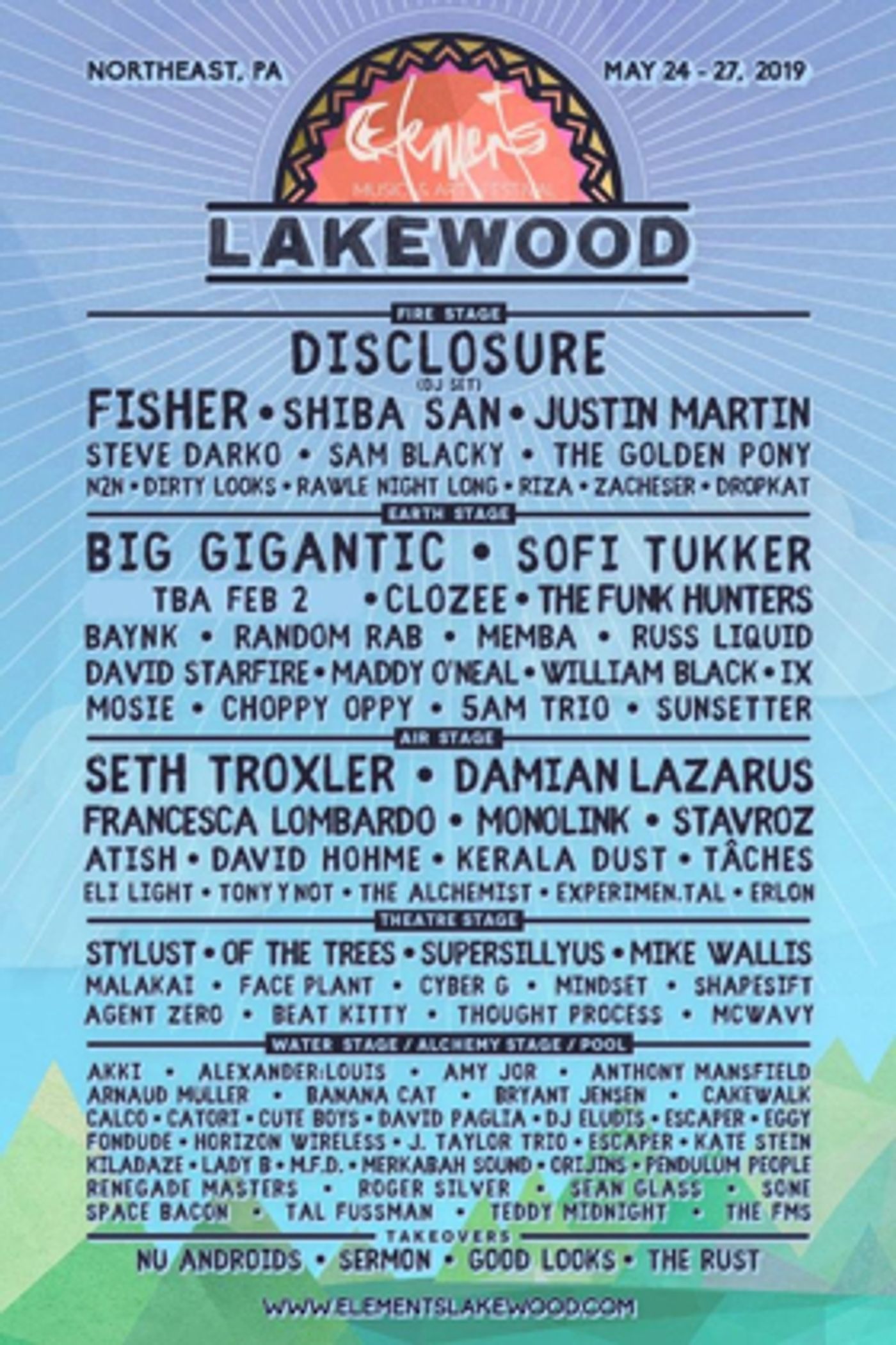 Elements Lakewood Camping Festival Lineup Announced For Memorial Day Weekend 2019  Image