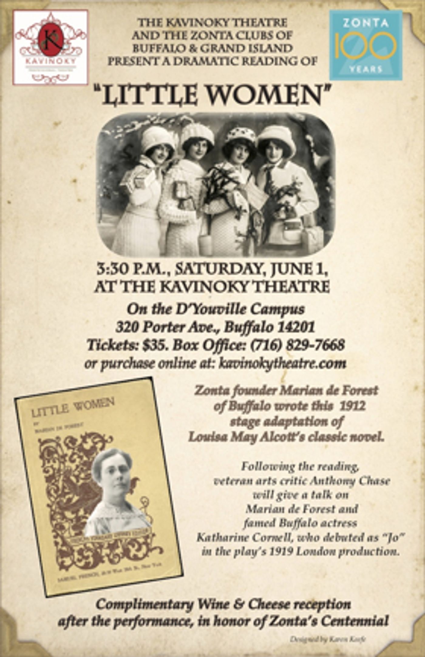 Kavinoky Theatre, Zonta Clubs Present Dramatic Reading of LITTLE WOMEN Kavinoky Theatre, Zonta Clubs Present Dramatic Reading of LITTLE WOMEN Image